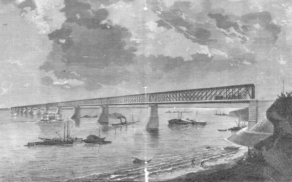 Рисунок Александровского моста через Волгу